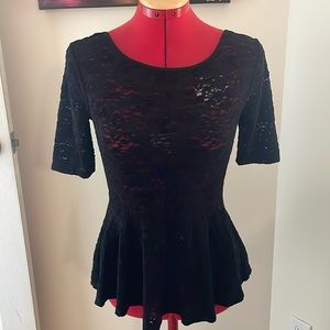 Free People black lace peplum top